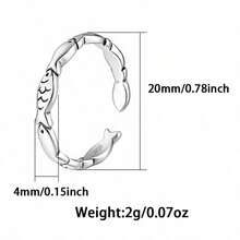 1 pieza Anillo abierto con forma de pez de plata de ley 925 de estilo minimalista y creativo, adecuado para uso diario de mujeres, fiestas, ir al trabajo, también puede ser un regalo ideal para días festivos - Plateado - Ver 5