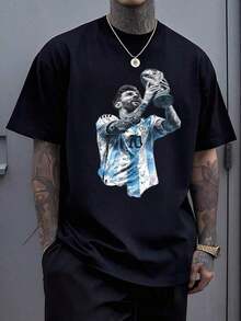 1pcsMen'S Soccer Ball & 2026 FIFAs WORLD CUP Graphic T-Shirt - Lightweight Breathable Fabric, Regular Fit Crew Neck Short Sleeve Casual Sportswear For, Training, Soccer Shirt, Athletic Apparel, Sporty Design, Comfortable Fit, Athletic WearRelaxed T-Shirt,Men Pure Cotton Soccer Players Soccer USA Team Graphic Sports Soccer Round Neck Short Sleeved Casual T-Shirt180g-Men's Plus Size Short Sleeve T-Shirt World Cup Football Graphic Summer Tops Casual Loose Tee - Black 2 - 查看 1