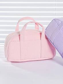 1pc Solid Color Simple Multifunctional Plush Portable Pencil Bag, Large Capacity Pencil Case, Unique, Dirt-Resistant, Storage Bag For Primary School Students,Teenagers And Girls - Multicolor - View 9