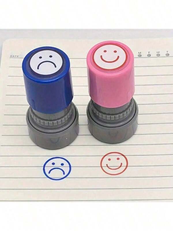 1pc/2pcs Random Color Teacher Education Appreciation Stamps, Happy/Joyful Expression, Praise And Comment On Teacher's Teaching