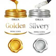 Juego de pintura acrílica ELHUA en oro/plata con pinceles, adecuado para pintar en rocas, madera, tela, cerámica, lienzo, de uso múltiple - 100 ml + pincel - Ver 10