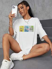 Graphic Tees Women Fifth Sun Sesame Men's Everything I Know I Learned On The Streets Short Sleeve Crew Tee Men's Summer Casual 180g Pure Cotton T-Shirt Patterned Printed Short Sleeved Top T-Shirt - 白色13 - 查看 2