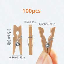 Pinzas de ropa de madera en miniatura con cuerda de yute, pinzas de ropa pequeñas para manualidades y proyectos de fotos DIY - A - Ver 11