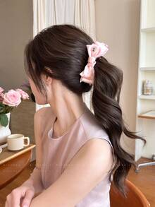 2个甜美波点蝴蝶结香蕉形发夹，高马尾固定竖夹，发髻夹 - 彩色 - 查看 6