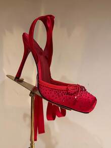 Early Spring New French Bow Tie Strap Sandals Women High Heels Ballet Style Red Bottom Gorgeous Sandals - Red - View 2