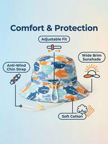 3-8Y Spring And Summer New Children's Bucket Hat, Boys And Girls Cross-Border Baby Hat, Shark Wide-Brim Hat - 1PC - View 7