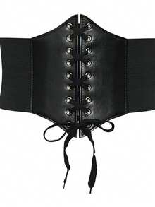 女士弹力腰带一条，简约百搭，可搭配衬衫和连衣裙，可调节腰带，显瘦效果，四季皆宜。 - 黑色 - 查看 7