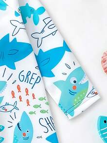 Áo tắm liền thân in họa tiết, tay dài, nhanh khô, thích hợp mặc đi biển cho bé trai, mùa xuân/hè, đi hồ bơi và bãi biển. - trắng - Xem 5