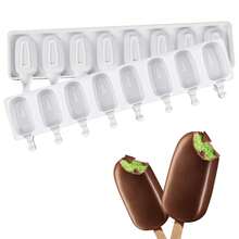 8-Cavity Silicone Ice Cream Pop Mold, Reusable DIY Classic Ice Cream Maker - Multicolor - View 8