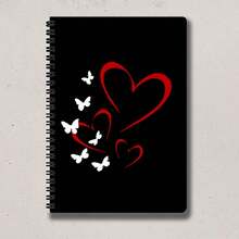 1 pieza Cuaderno elegante con diseño de corazón rojo y mariposa - Diseño sin marco, tamaño compacto adecuado para mujeres, niñas, estudiantes y profesionales - Regalo perfecto para el Día de San Valentín, cumpleaños, aniversario - Diario de oficina, escuela y viaje - Amar - Ver 4