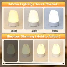 Lámpara de mesita de noche RGB, lámpara de escritorio LED, blanca, recargable por USB con batería incorporada, 2W, regulable con toque, luz RGB de 3 colores, sin parpadeo, cuidado de los ojos, portátil, bajo consumo de energía, adecuada para juegos, ver películas, lectura, oficina de computadora, escritorio, lámpara de escritorio, lámpara de lectura, lámpara de mesa, luz de ambiente - Lámpara decorativa de escritorio - Ver 9