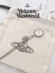 Vivienne Westwood Neyla Collection Round Saturn White Pendant Necklace Silver Tone, Brass - 銀色 - 查看 9