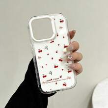 Cute Bow Ribbon Fashion Cherry Contrast Color Wavy Jelly Phone Case Suitable For IPhone 17 Pro Max, 17 Pro, 17 Air, 16 Pro Max, 14 Pro, 13, 12, 15 Plus, 11, Soft Back Cover Gift Spring - White Cherry Blossoms - View 6