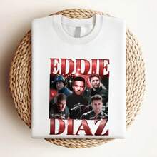 Women T-Shirt Print EDDIE DIAZ Shirt, 9-1-1 Tv Show, Eddie Diaz Fan, 9-1-1 Eddie, Firefighter Shirt - White - View 3