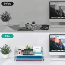 EasyPAG Carved Hollow Flower Pattern 2 Tier Desk Letter TrayWhite - Blanco - Ver 5