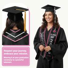 Nursing RN Graduation Stoles With Glitter Ribbon Trim, Graduation Sash Nurses School Gifts, 70 Inch - Nhũ hồng lấp lánh - Xem 2