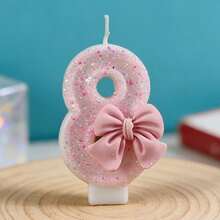 1 peça/2 peças Velas Numéricas Criativas de 0 a 9, Design de Laço Rosa e Foguete Espacial Azul Escuro, Adequado para Meninos e Meninas, Velas Decorativas para Bolos, Velas para Festas Temáticas, Ideal para Aniversários de Crianças, Aniversários e Chás de Bebê - Arco/Foguete - Visão 18