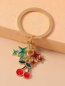 1 chiếc móc khóa hình ngôi sao năm cánh quả anh đào mới lạ, móc khóa ngôi sao anh đào, mặt dây chuyền túi xách - Nhiều màu - Xem 10