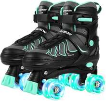 PAPAISON Roller Skates For Girls Ages 8-12, Adjustable Size Youth Women Quad Skates With Light Up Wheels Indoor Outdoor - ColorA - View 1