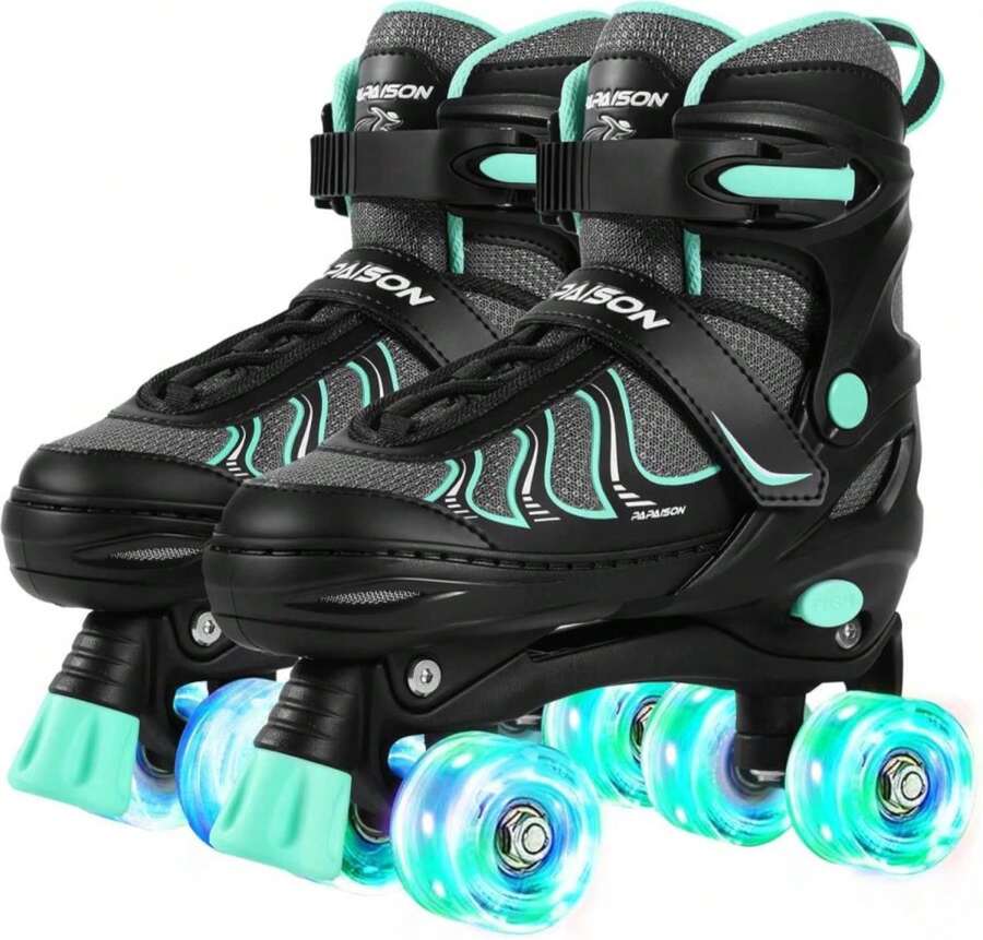 PAPAISON Roller Skates For Girls Ages 8-12, Adjustable Size Youth Women Quad Skates With Light Up Wheels Indoor Outdoor - ColorA - View 1