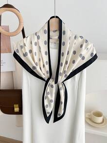 1 chiếc khăn choàng cổ bằng polyester chấm bi thanh lịch, phụ kiện trang trí đa năng cho mọi mùa, đi biển, nghỉ lễ. - #2 Trắng ngà - Xem 4