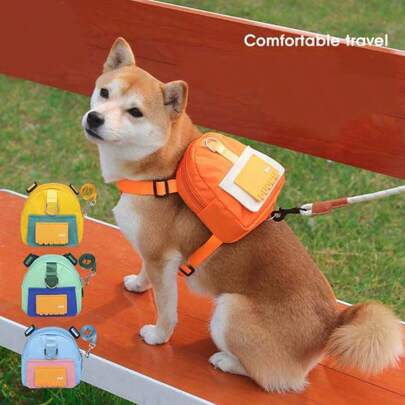 This Dog Backpack-Style Harness With Leash Is A Cute Puppy Backpack With A Built-In Poop Bag Dispenser. It Features An Adjustable Pouch And Is Suitable For Small And Medium-Sized Dogs On Trips, Hikes, And Daily Walks. Take Your Pet With You Anytime, Anywhere With This Adjustable Treat Bag Backpack!