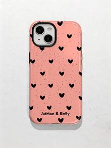 Customized Unique Splatter Heart Pattern Phone Case, Personalized Signature, Glossy Acrylic Hard Shell Protective Cover For IPhone 11/12/13/14/15/16/17 Pro Max - Multicolor - View 7