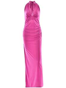 性感露背连衣裙，适合派对、婚礼、生日、夜店、秋季、返校季、圣诞节、乡村音乐会、夜生活等场合，优雅迷人。 - 玫紅色 - 查看 6