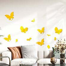 OUTANA Hình dán tường hình bướm bằng acrylic tự dính, có thể tháo rời, thích hợp làm quà tặng tốt nghiệp, trang trí phòng ngủ, phòng khách, đám cưới. Có các màu vàng, bạc và đen. - kiểu A - Xem 7