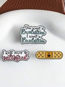 1PC Hamilton Musical"I Will Never Be Satisfied" & "Revolution/Revelation" Quote Badge Humor Enamel Pins Self-Care Badges Metal Brooches Fashion Lapel Badge Backpack Clothes Jewelry Bag Pins Imperdible Graduation Gift - Multicolor - View 4