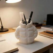 1pc Cute Down Jacket Shaped Pen Holder, Creative 3D Printed Novelty Coaster Set, Suitable For Student Classroom, Home/Office Desk Decor, Desktop Storage - A - View 5