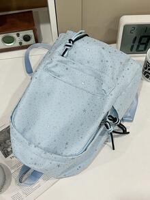 时尚女款闪亮星星多功能韩版简约学生背包，可爱大容量 - 彩色 - 查看 11