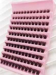 120PCS Eyelash Extensions Wispy Natural DIY C Curl Individual Lashes Clusters Black 10-16mm - C - View 6