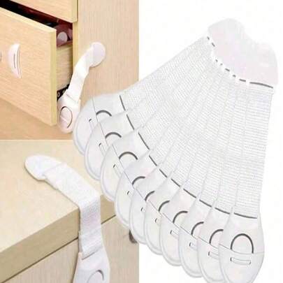 Adhesive Safety Cabinet Lock, Easy Installation Without Drilling, Drawer & Door Latch, Anti-Pinch Design, Durable ABS Plastic With Adhesive Tape, Multipurpose Safety Protection For Cabinets, Fridges, Etc., Minimalist Design, Adhesive Lock, Household Tool