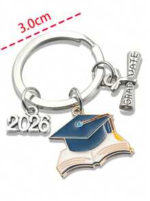 1pc Unisex 2026 Graduation Ceremony Enamel Mortarboard Keychain, Commemorative Graduation Gift Keyring - Multicolor - View 2