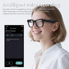 LIGE全新智能眼镜，配备AI语音助手/拍照/录像/录音/音乐控制/通话处理/通知提醒/状态指示灯/AI翻译/智能物体识别/触控/音乐播放等功能，时尚多功能智能眼镜 - 查看 6