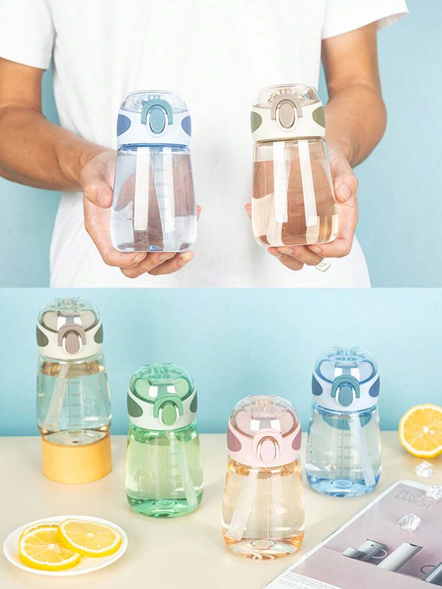 Tasse ronde étanche sans PVC, petite, avec anse. Tasse à paille d'été, récipient en plastique portable, tasse à bubble tea mignonne. Convient pour l'extérieur, les voyages, la randonnée, le camping, l'école, le travail, la maison. Unisexe, cadeau parfait