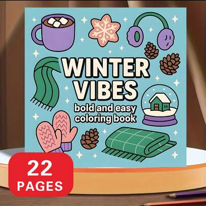22-Page Deluxe Winter Themed Coloring Book, Suitable For Adult Relaxation, Family Gatherings And Holiday Decorations (Easter, Thanksgiving, Christmas, New Year, Valentine's Day), Mini Monochrome Adult Coloring Book, Creative Entertainment, Cute Designs, Artistic Illustrations, High-Quality Printing, Smooth Paper, Mini Sketchbook, Hand-Drawn Patterns, Family Fun