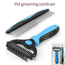 2-In-1 Pet Grooming Brush & Deshedding Tool - Stainless Steel Undercoat Rake For Removing Mats And Loose Hair - Essential Pet Care Tool To Keep Coat Healthy, Ergonomic Handle, Reusable To Prevent Overheating And Skin Irritation In Summer - Multicolor - View 11