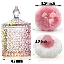 Luxury 4 Inch Glass Powder Container With 2 Soft Puffs For Loose Powder - 1 Handle 1 Bow Pink Puffs With Pointed Cylinder-colorful-large - View 7