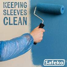 Disposable Arm Sleeve Covers - 18" Waterproof Polyethylene Protective Oversleeves With Elastic Cuff - 1 Mil Thick - Blue - View 4