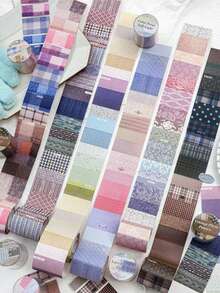 1 Roll 2m Fabric Plaid Washi Tape, Retro Creative Aesthetic Sticker, DIY Decorative Collage Craft Material, Holiday Gift, Personalized Scrapbooking School Supplies - 6. Dream Weaving and Color Dyeing - View 4