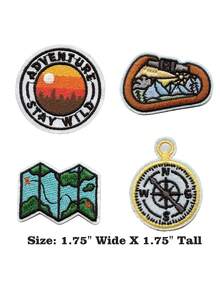 4pcs Explorer Mini Set Patch Travel Camping Souvenir Embroidered Iron On - Multicolor - View 6