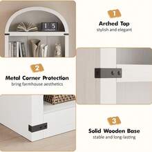 Estantería Organizadora arqueada de 5 estantes de 72 Pulgadas de Alto, estantería de Madera para hogar, Oficina, Sala de Estar (Blanco) - Blanco - Ver 5