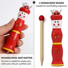 1个木制手工编织娃娃毛线编织器手工绳编制作器DIY编织工具家居DIY配件 - C-紅色 - 查看 3