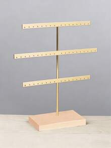 Elegant Wooden Jewelry Display Stand With Earring Organizer - Square Desktop Design, No Power Needed, Suitable For Earrings, Clips, Etc. - Perfect Christmas Tree Style Gift - Multicolor - View 12