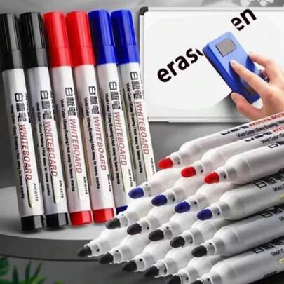 10 قطعة/علبة أقلام تحديد قابلة للمسح باللون الأحمر والأزرق والأسود، أقلام رفيعة للسبورة البيضاء ذات سعة كبيرة، أقلام طباشير خاصة بالمعلمين للسبورة السوداء، أقلام غرافيتي لا تنزف، مناسبة للبالغين 18+، للمكتب والاجتماعات والمدرسة، لوازم مكتبية وإكسسوارات المكتب، هدايا للمناسبات