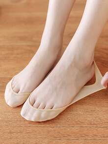 1/5/10双装女士夏季硅胶防滑高跟鞋袜，冰丝薄款半掌吊带船袜 - 彩色 - 查看 4