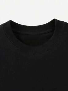 Domestic Shipping. New For Fall. Black Long-Sleeved T-Shirt For Women. Printed, Loose-Fitting, Korean-Style Top. Fall Clothing. Y2K Top. Korean Casual. Oversized. - Black - View 4