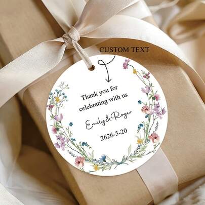 Etiquetas de regalo personalizadas, etiquetas de boda personalizadas, etiquetas de regalo para invitados de boda personalizables, etiquetas de obsequio de fiesta / decoraciones para despedida de soltera, etiquetas colgantes personalizadas, etiquetas colgantes de regalo, etiquetas colgantes de decoración de regalo, etiquetas florales de estilo cottage